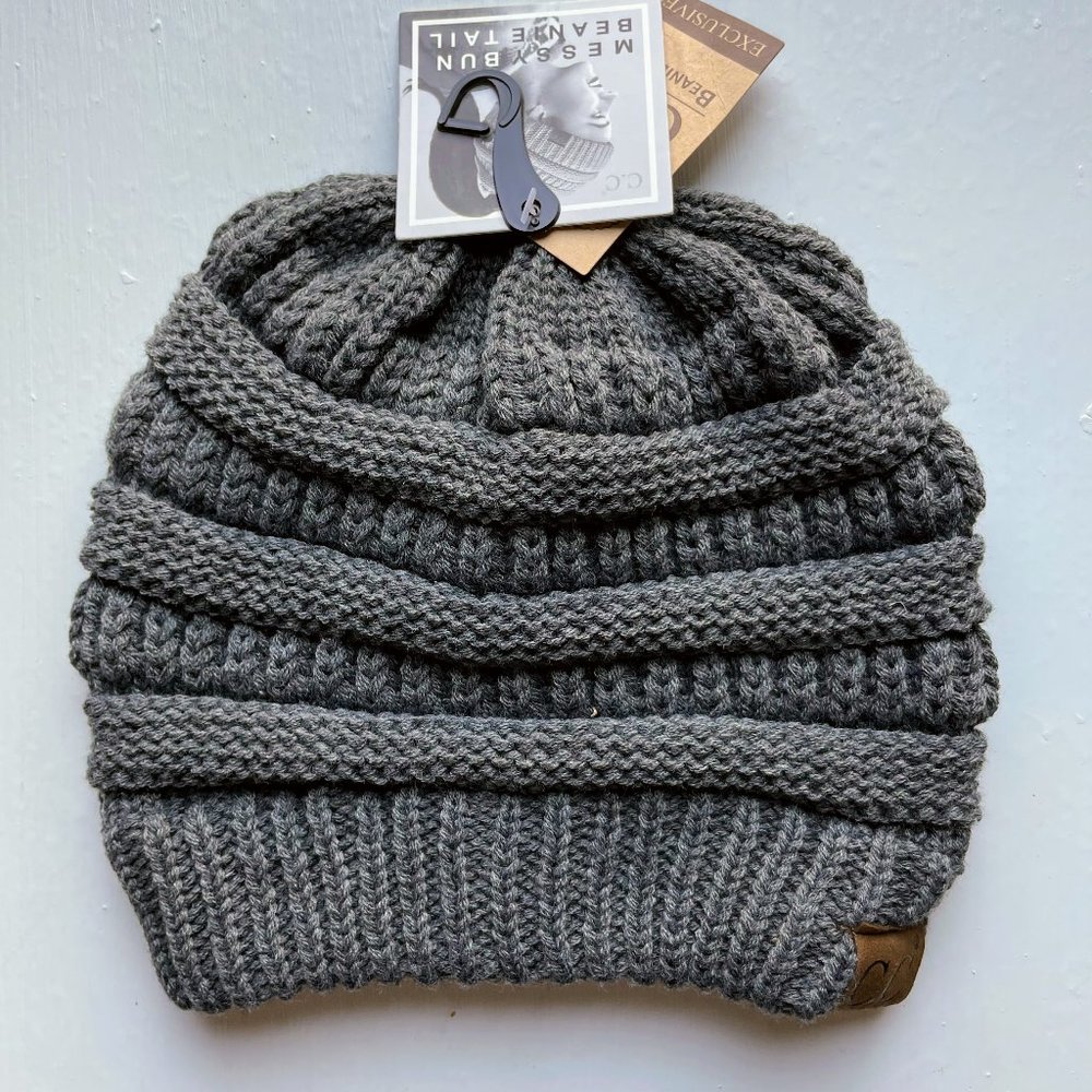 C.C SOLID CLASSIC CC BEANIE PONYTAIL with Tags